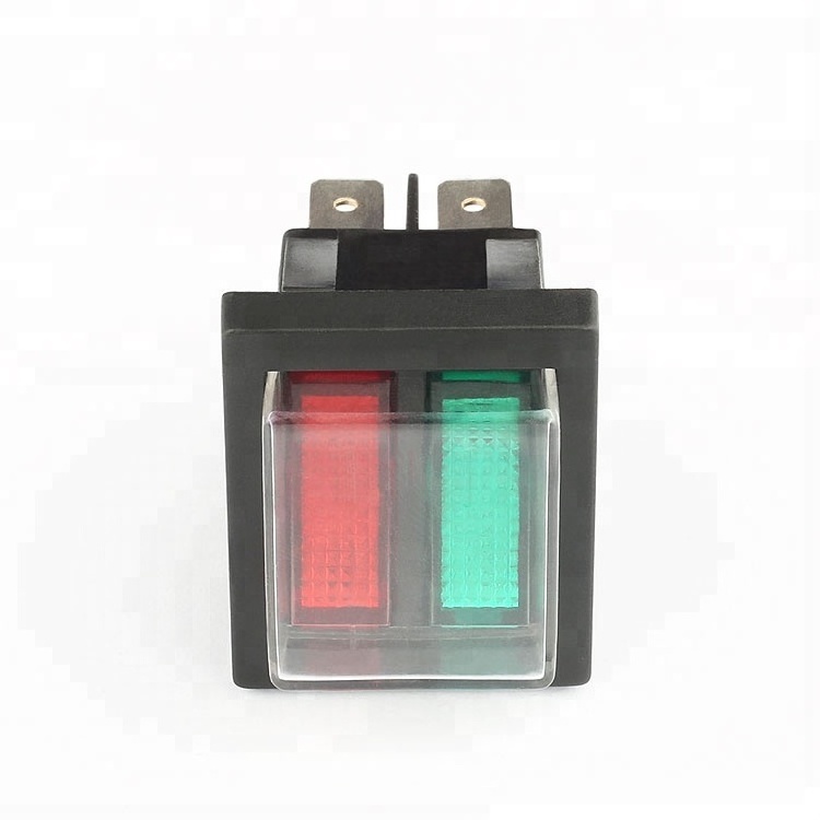 KCD1 dpst 6 pin illuminated rocker switch with waterproof cover