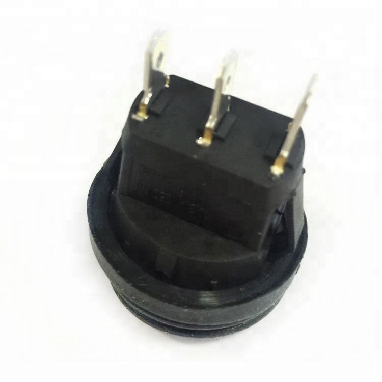 spst on off led illuminated 12v 3 pin waterproof boot IP65 6a 250vac t85 ce panel 20.2mm round rocker switch