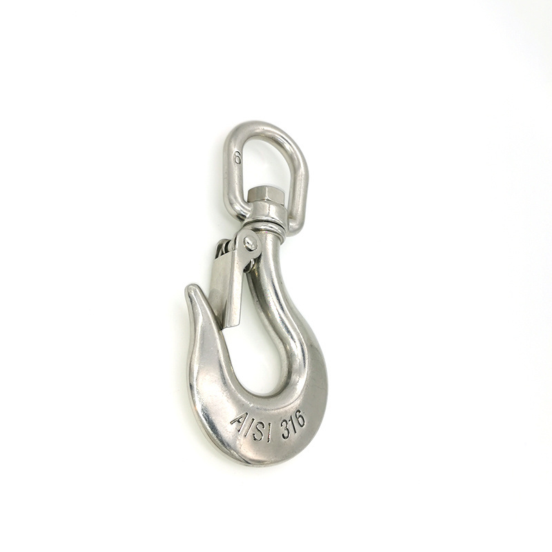 Rigging hardware stainless steel  cargo hooks heavy duty swivel eye hook with cast latch