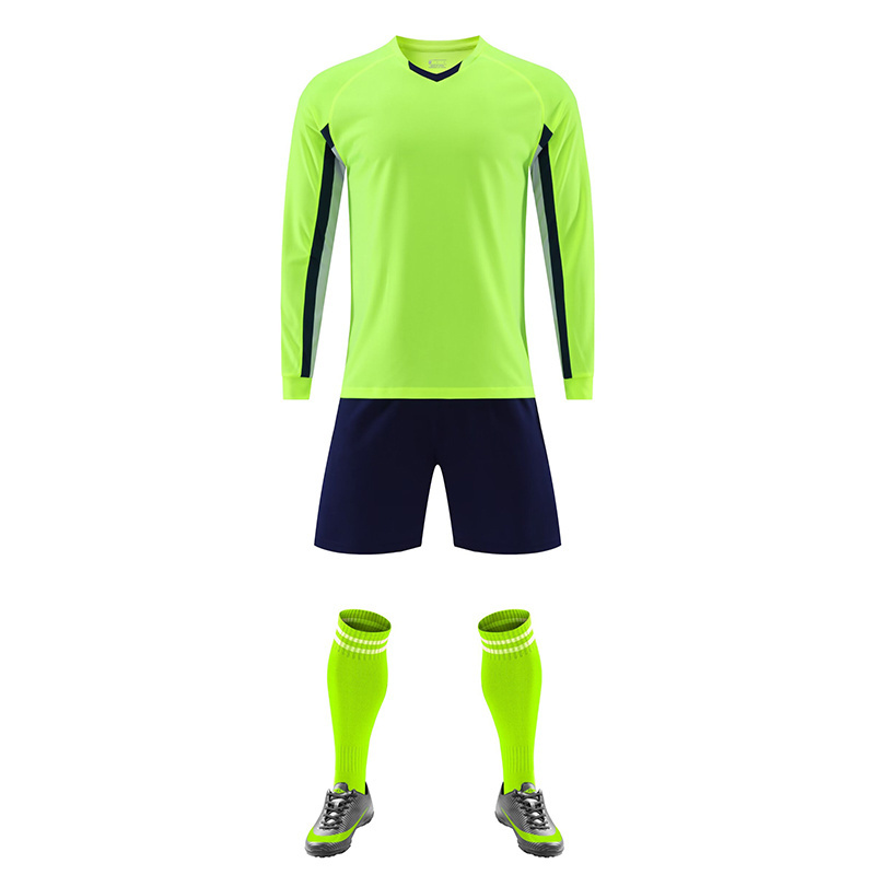 Neon Green Football Uniform Training Sports Long Sleeve Soccer Wear Customization Logo Kids Jersey