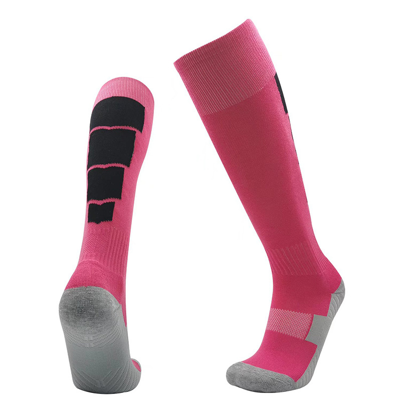 Wholesale Blank Anti-Slip Pink Soccer Socks Blank Sport Breathable Men Football Socks