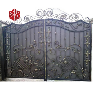 Wrought iron main gate with arch design european wrought iron courtyard main gate designs fancy double main door