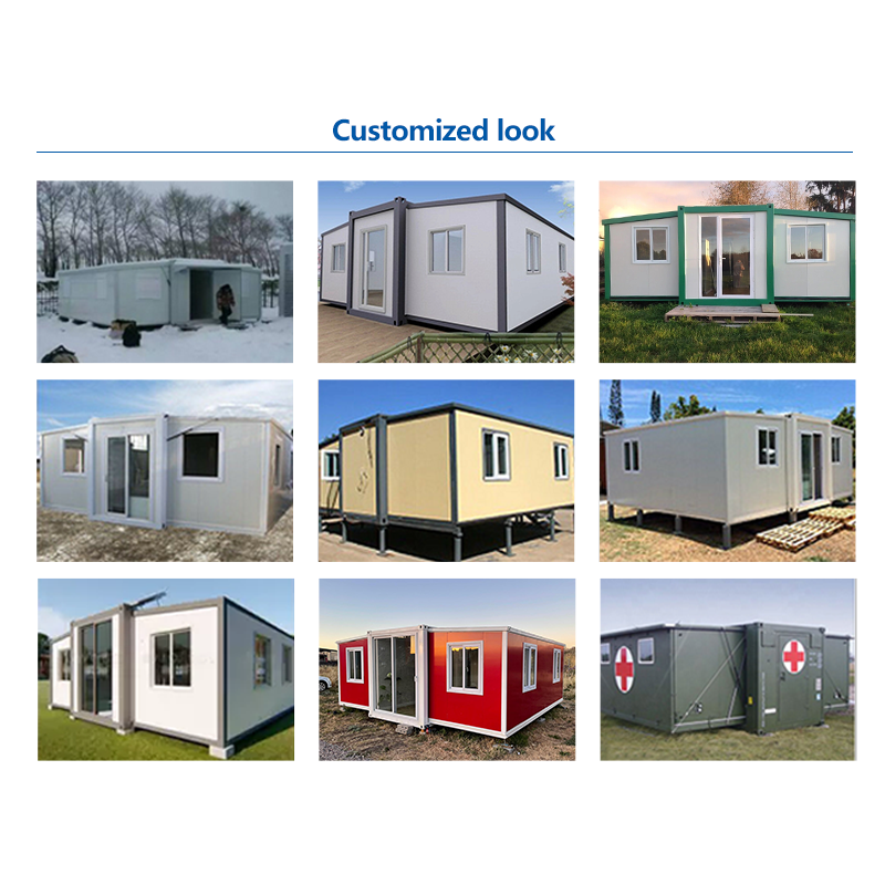 steel Exterior wall interior effect bedroom with bathroom 20ft 40ft foldable expandable portable modular container house