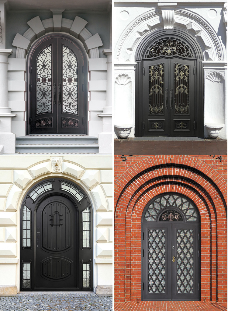 Wrought iron glass door inserts modern double front entry wrought iron door