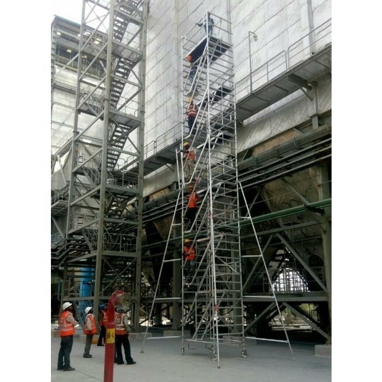 Aluminum Mobile Scaffolding with ladder outrigger and platform Work Height of 10.2m