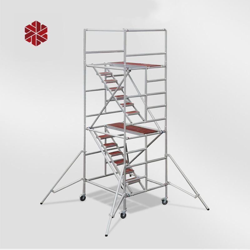 Aluminum Mobile Scaffolding with ladder outrigger and platform Work Height of 10.2m