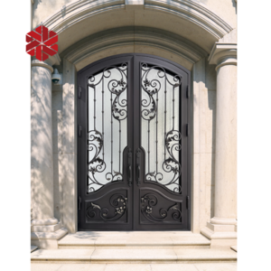 Wrought iron glass door inserts modern double front entry wrought iron door