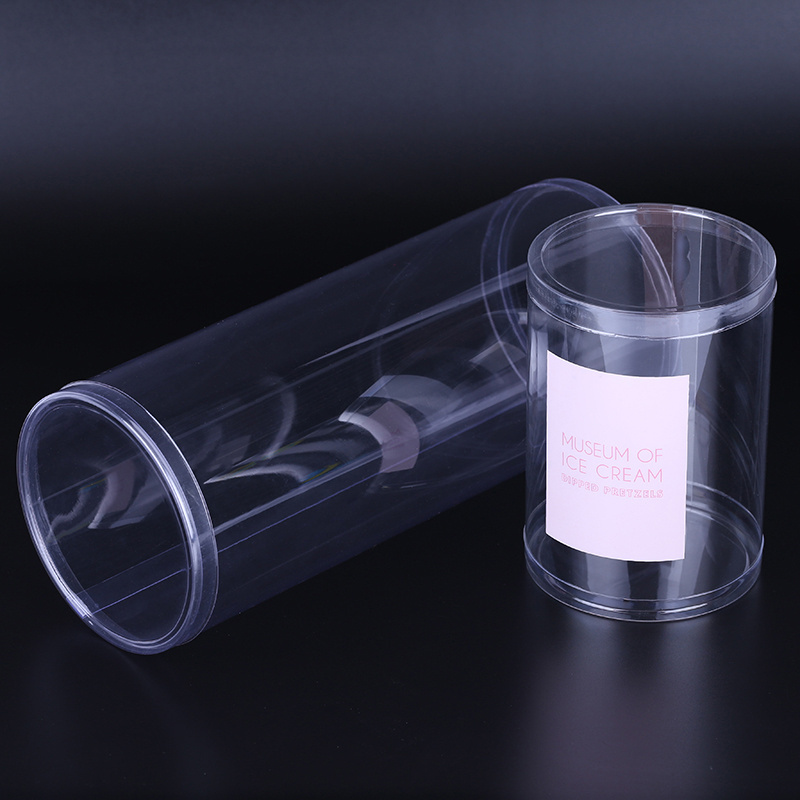 Custom Printing Retail Plastic Transparent Cylinder Tea Food Packaging Pvc/Pet Clear Plastic Round Storage Tubes with Caps