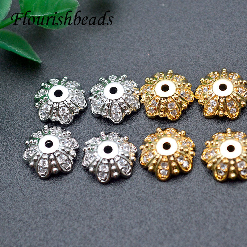 18k Gold Plated Copper Hollow Flower Spacer End Beads For Jewelry Making Findings