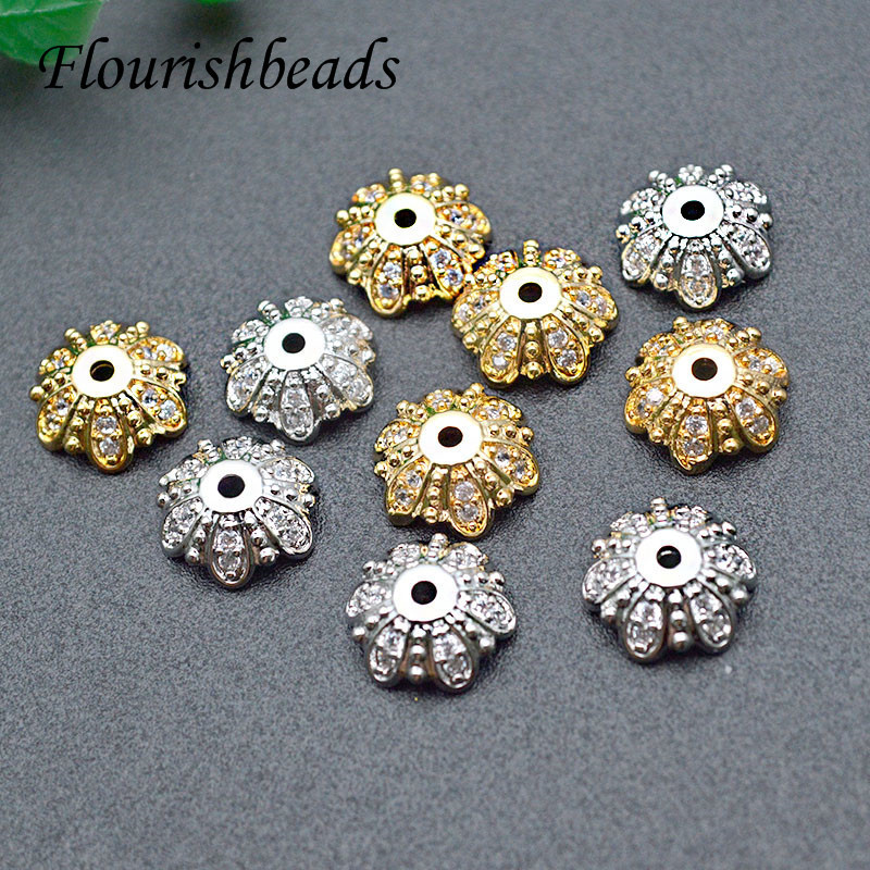 18k Gold Plated Copper Hollow Flower Spacer End Beads For Jewelry Making Findings