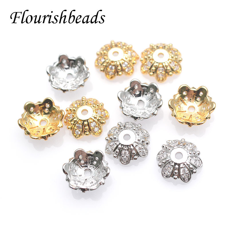 18k Gold Plated Copper Hollow Flower Spacer End Beads For Jewelry Making Findings