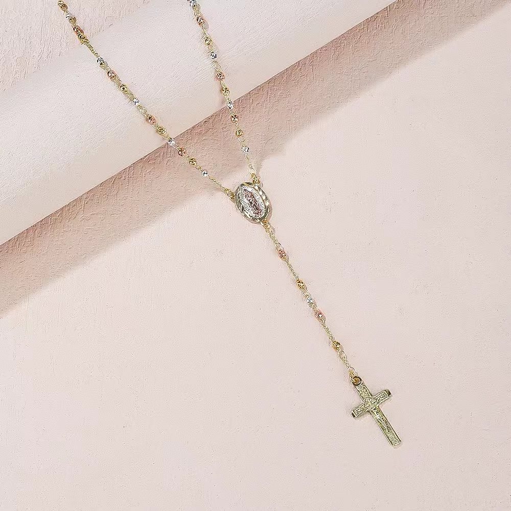 Customized Religious Jewelry Items Catholic Virgin Mary Chain class Pearl Beads Women Rosary Necklace