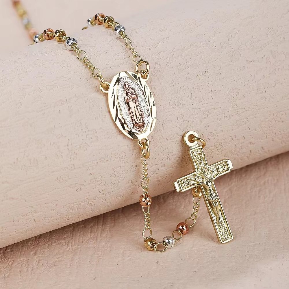 Customized Religious Jewelry Items Catholic Virgin Mary Chain class Pearl Beads Women Rosary Necklace