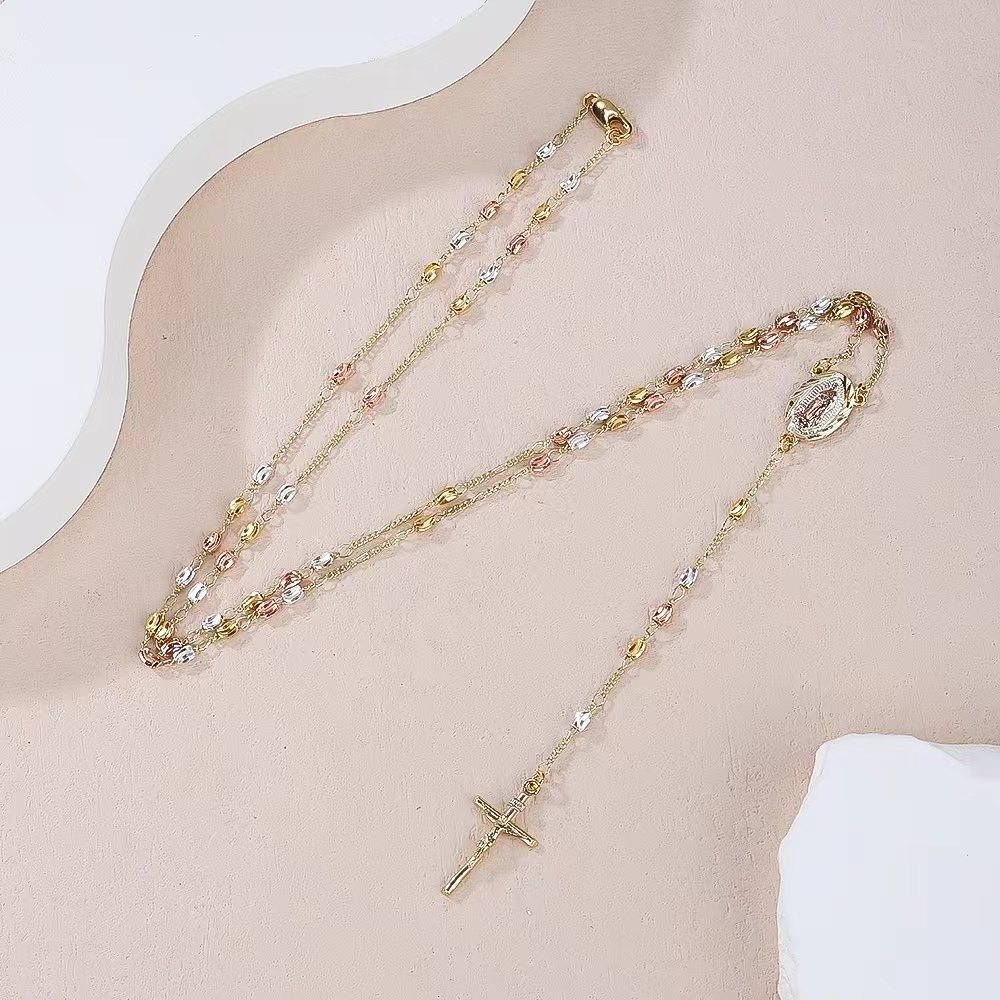 Customized Religious Jewelry Items Catholic Virgin Mary Chain class Pearl Beads Women Rosary Necklace