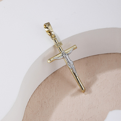 Wholesale 14k 18k gold plated christian religious jesus charm crucifix cross pendant for women men