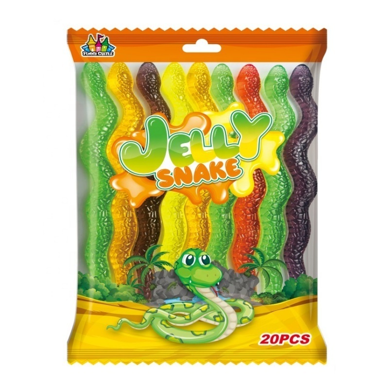 Wholesale Halal 35g Mini Snake Shaped Mixed fruits Jelly Drink Bag 70G Fruit flavor Jelly Candy Snack jelly factory from China