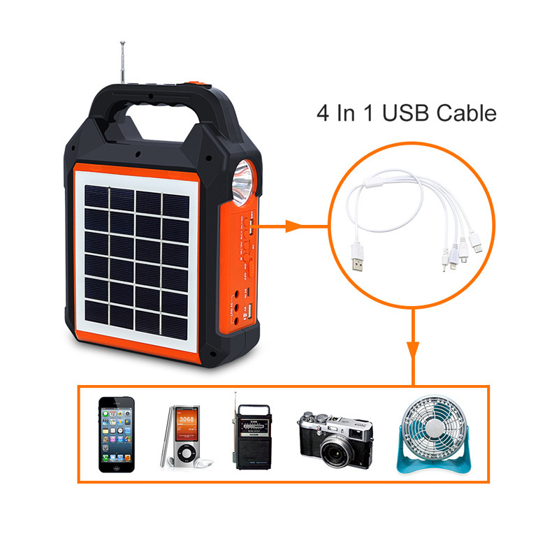 Portable Home Solar Energy Solar Radio 4 LED Lamps Mini Solar Home Lighting Kit PAYG Solar Home System