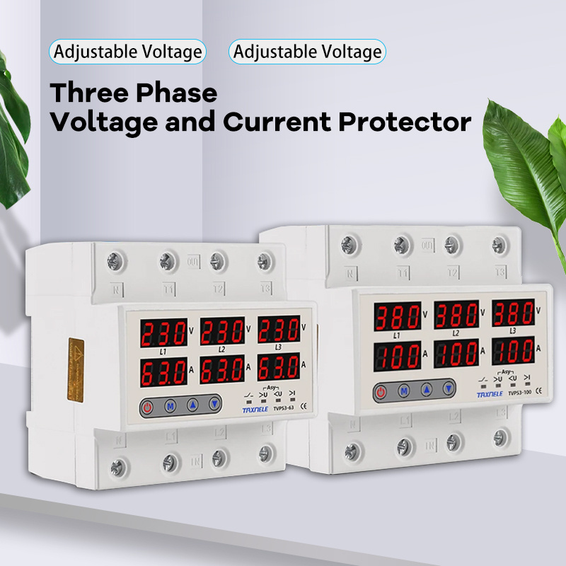 Three Phase Adjustable Over and Under Voltage Protector 3 Phase Automatic Recovery Protective Device Reset 63A 380V Voltage Prot