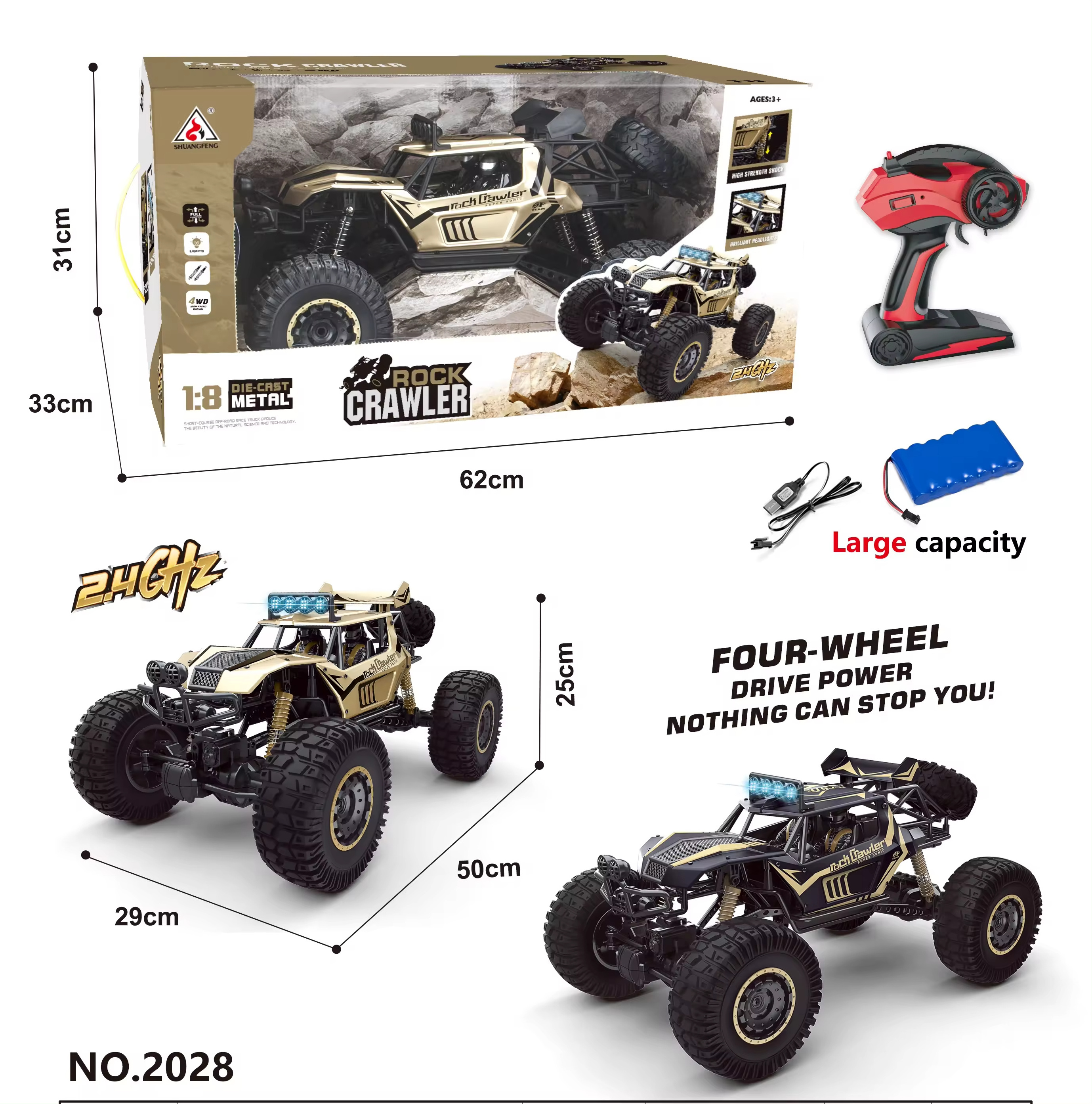 1:8 Big Size Alloy Climbing Remote Control Car Four Wheel Buggy 4x4 Drift Rc Car For Adults High Speed Off Road Rc Car