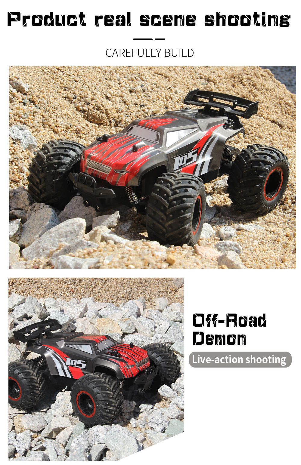 JJRC Q105 RC Car 1/18  Big Wheel Monster RC Truck 2.4GHz All Terrain Off Road Tires Climbing Radio Control Toys