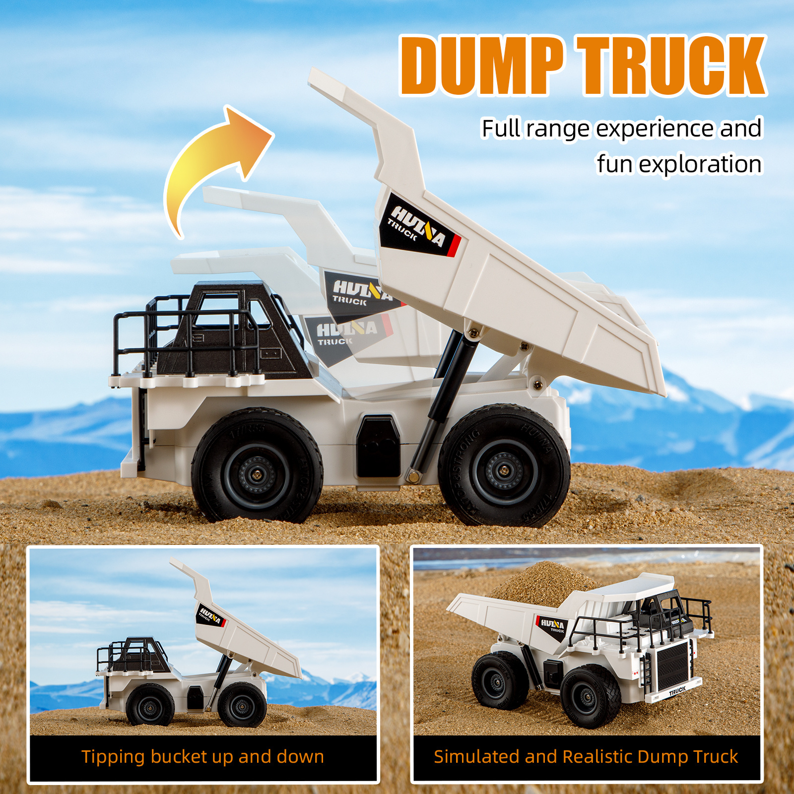 HUINA 1559 2 In 1 Remote Control Excavator & Dump Truck 2.4GHz 1/24 Scale 9 Channel Semi-Alloy RC Truck Car