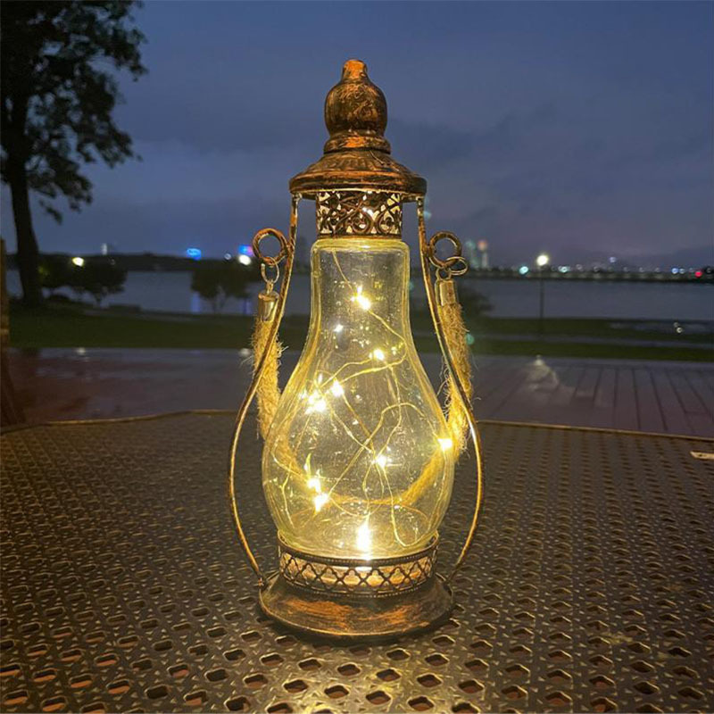 Hand-held retro oil lamp iron LED lantern handicrafts creative household items for Powered Decorative Outdoor Camping Lantern