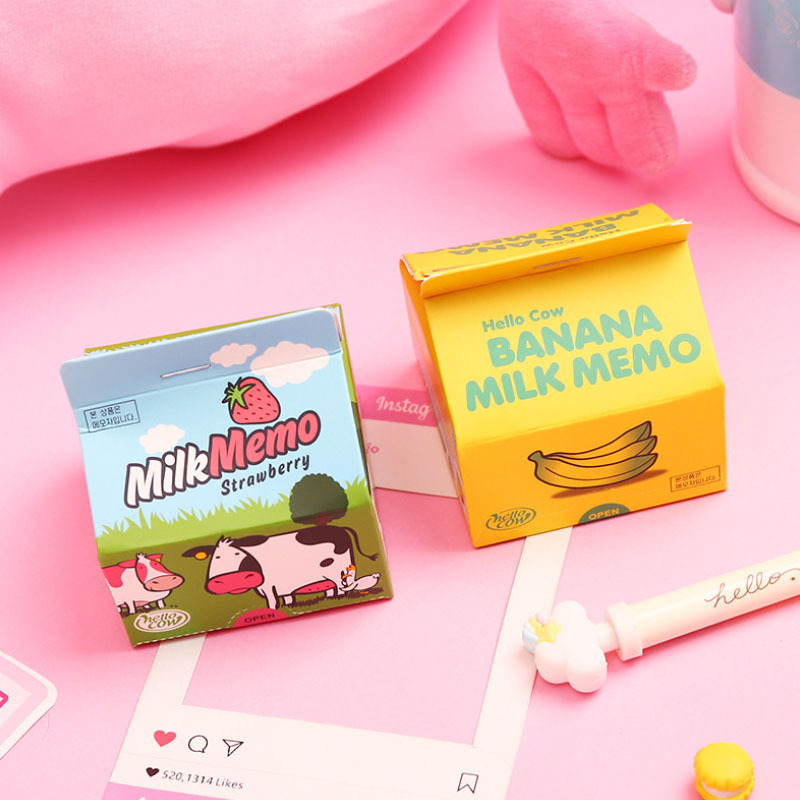 2020 Stationery Milk Box Carton Sticky Note Compact Extract Portable Milk Coffee Memo Creative Note Paper