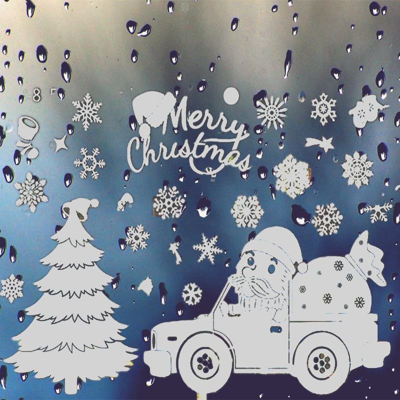 2023 Happy Christmas sticker Die Cut Customized Snowflakes PVC Static Cling  Display Window sticker christmas decorations