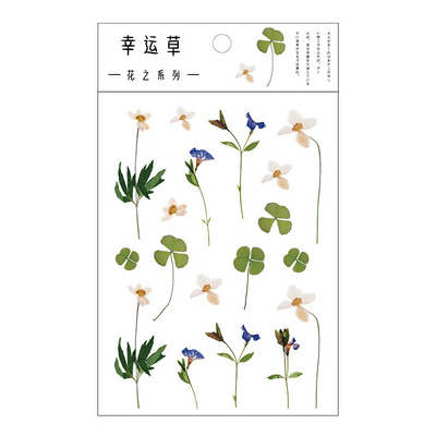 6 Designs Natural Daisy Clover wall Stickers Transparent PET Material car sticker Flowers Leaves Flowers Plants Stickers