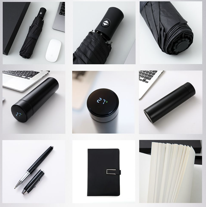 Hot Corporate Gift Box Set Smart thermos cup Umbrella A5 Hardcover Notebook Custom logo Meeting items Luxury Business Gift Set