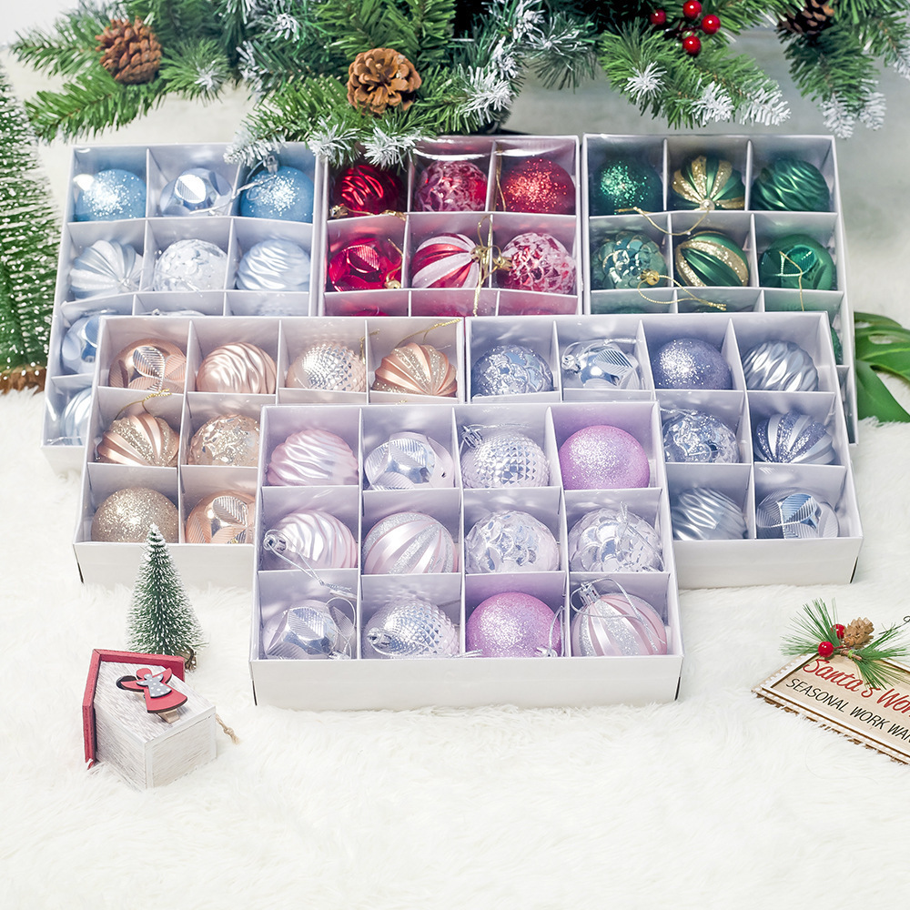 Christmas decoration supplies 6cm 12pcs/ Gift Box Plastic Baubles/Ball red white gold shiny Christmas ball Decoration ornaments