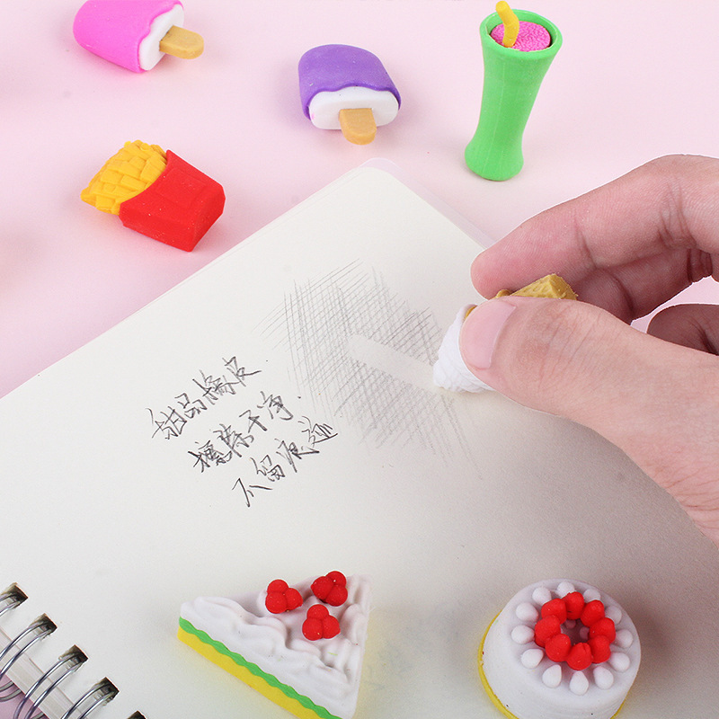 novelty Colorful Kawaii Advertisement Student School Office Stationery Cartoon Erasers for children