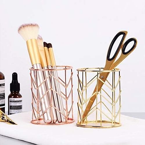 Pen Holder for Desk Office&Home Organizer Supplies for Make Up Brush stand Holder Rose Gold Metal Wire Pencil Cup Holders OEM