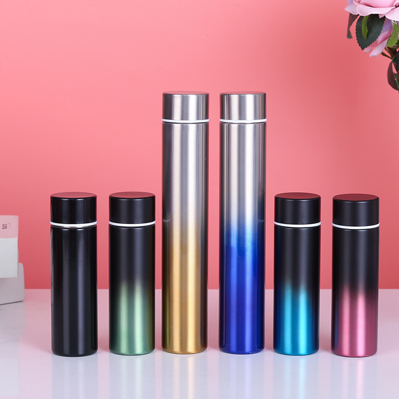 Progressive color 304 stainless steel skinny tumbler Double-layer werewolf stick thermos cup Business gift cup pocket cup logo