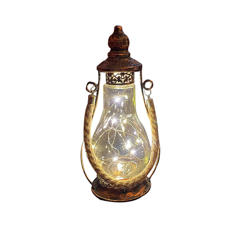 Hand-held retro oil lamp iron LED lantern handicrafts creative household items for Powered Decorative Outdoor Camping Lantern