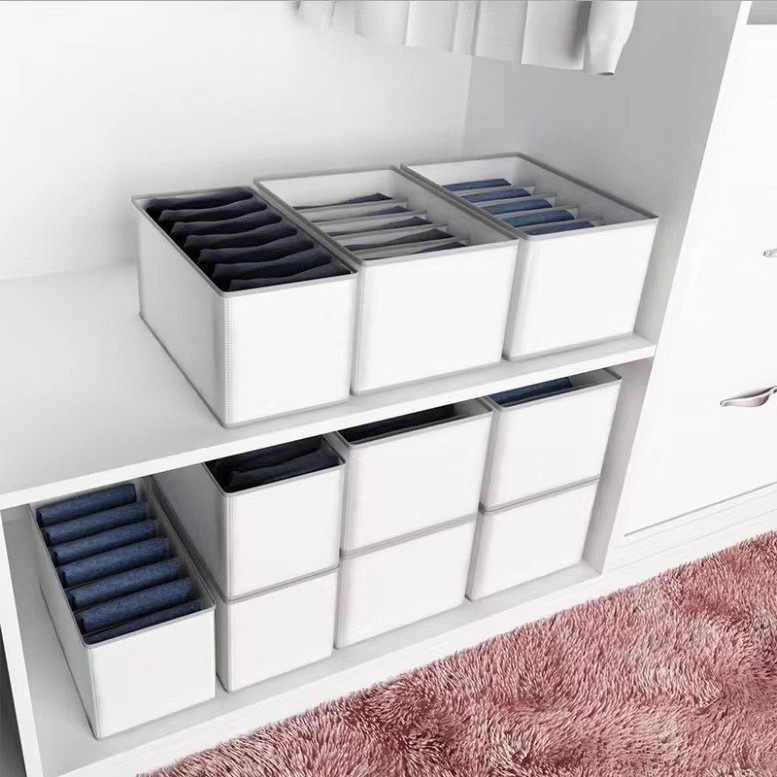 Closet Drawer Organizers Storage with Handles Wardrobe Clothes Organizer Folded jean pant Compartments Foldable Drawer Organizer