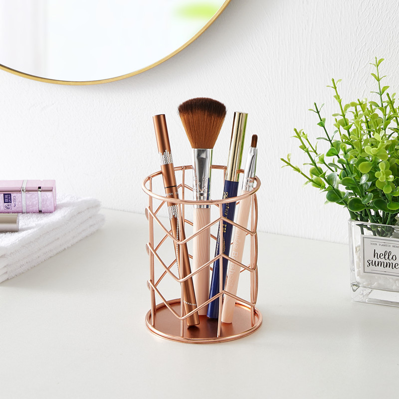 Pen Holder for Desk Office&Home Organizer Supplies for Make Up Brush stand Holder Rose Gold Metal Wire Pencil Cup Holders OEM