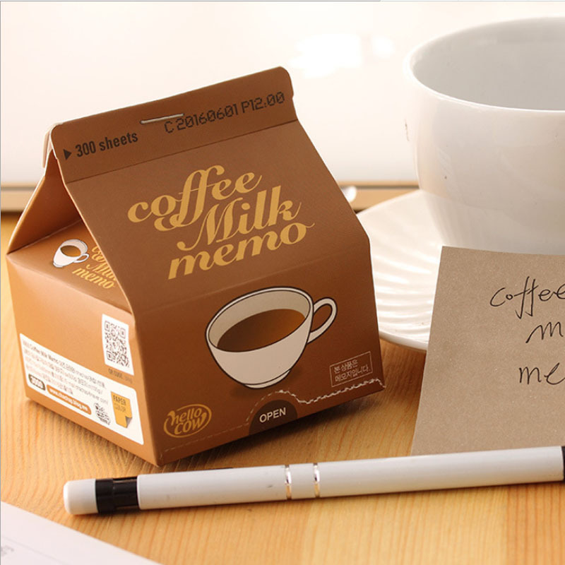 2020 Stationery Milk Box Carton Sticky Note Compact Extract Portable Milk Coffee Memo Creative Note Paper