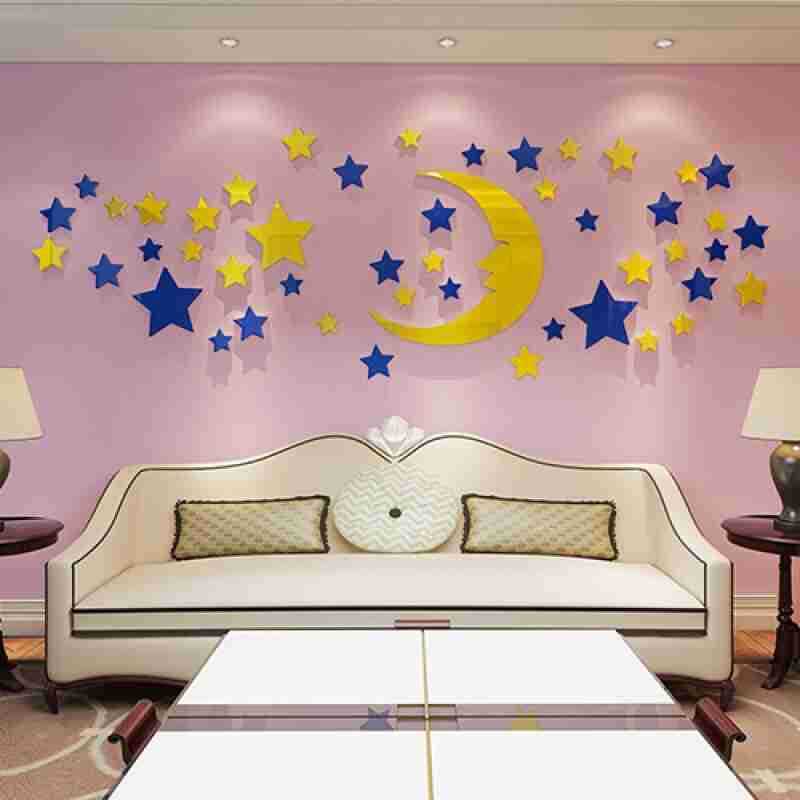 Star Bright & Moons Glowing Wall Sticker Home Decorate 3D Sticker Luminous Fluorescent light Ceiling Glowing Sticker