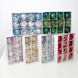 Christmas decoration supplies 6cm 12pcs/ Gift Box Plastic Baubles/Ball red white gold shiny Christmas ball Decoration ornaments