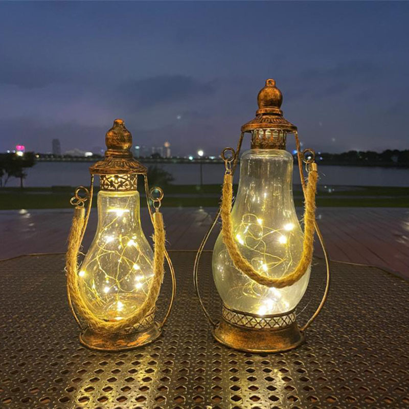 Hand-held retro oil lamp iron LED lantern handicrafts creative household items for Powered Decorative Outdoor Camping Lantern