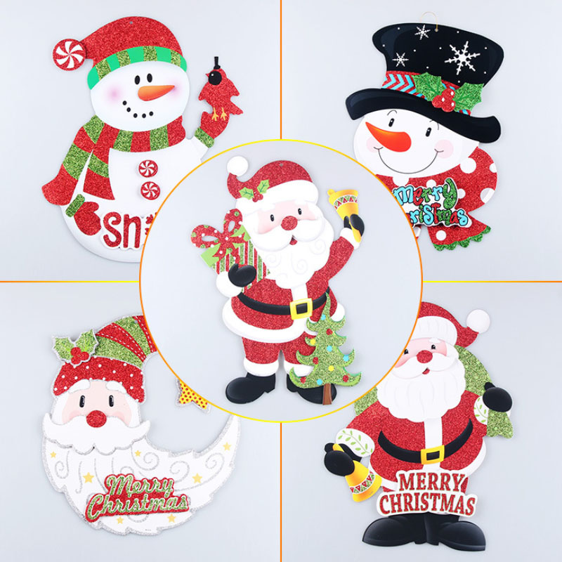 Promotional New Design Merry Christmas Santa Claus Wall Sticker 3d Crafts Snowman Father Christmas Sticker