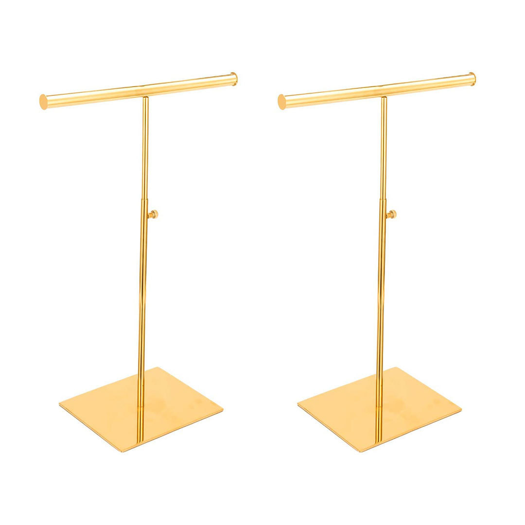 Gold Jewelry Necklace Display Stand - Adjustable T Bar Hanging Jewelry and Purse Display Stand for Retail Shops