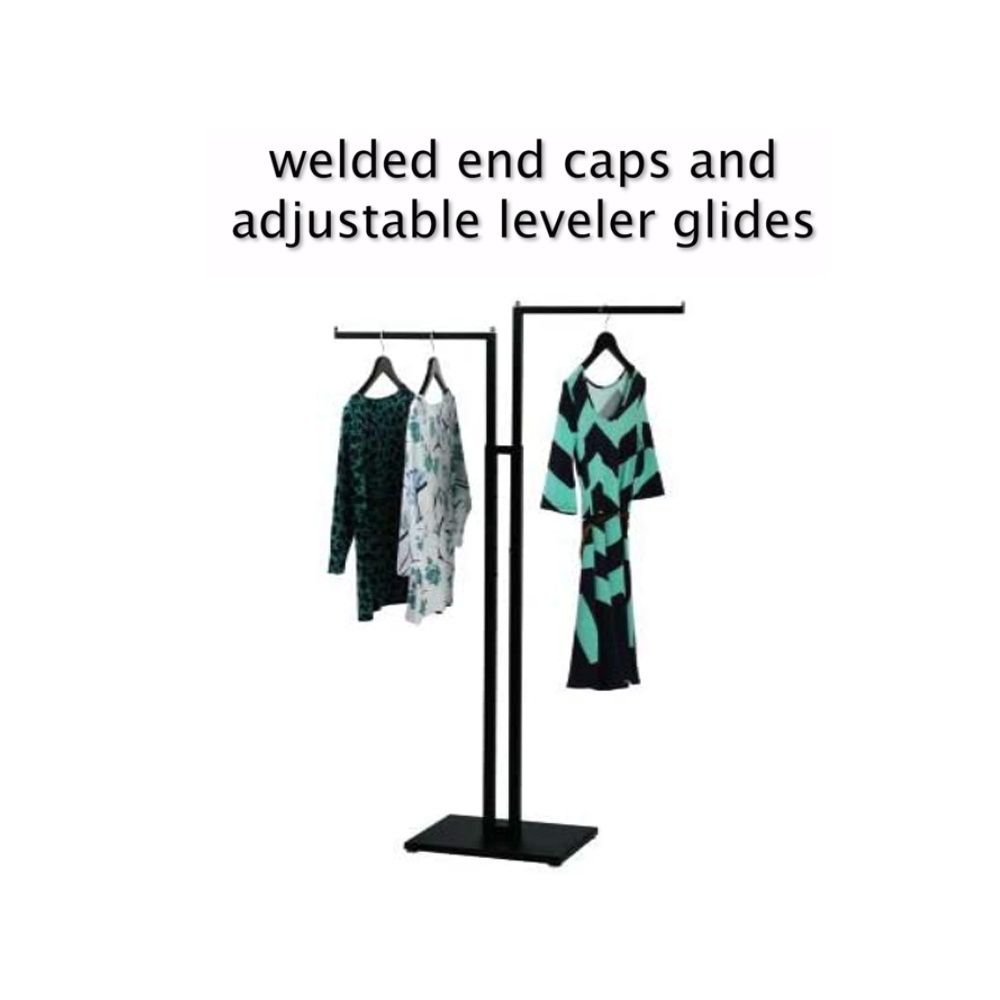 Black  display clothing  racks  for shop with clothes stand hanger and adjustable  clothing display rail