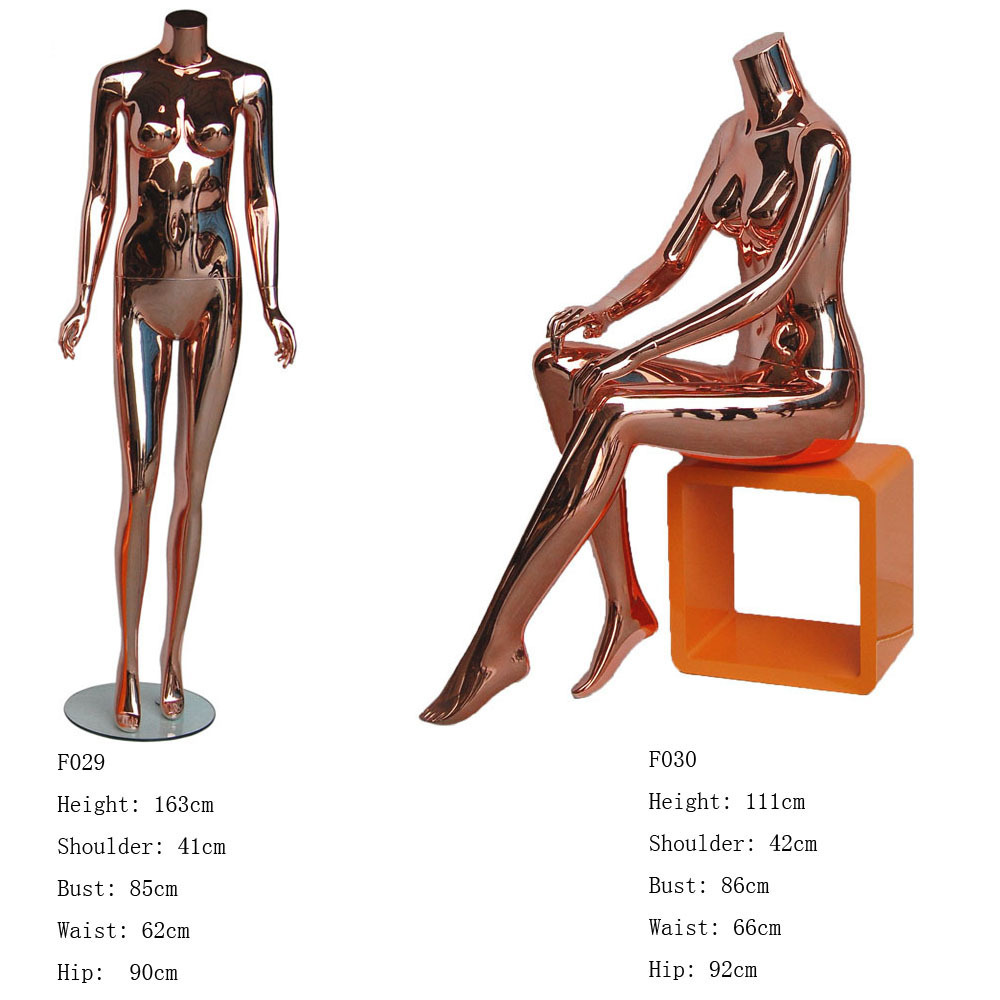 fashion headless no wig gold rose plating sitting female mannequins