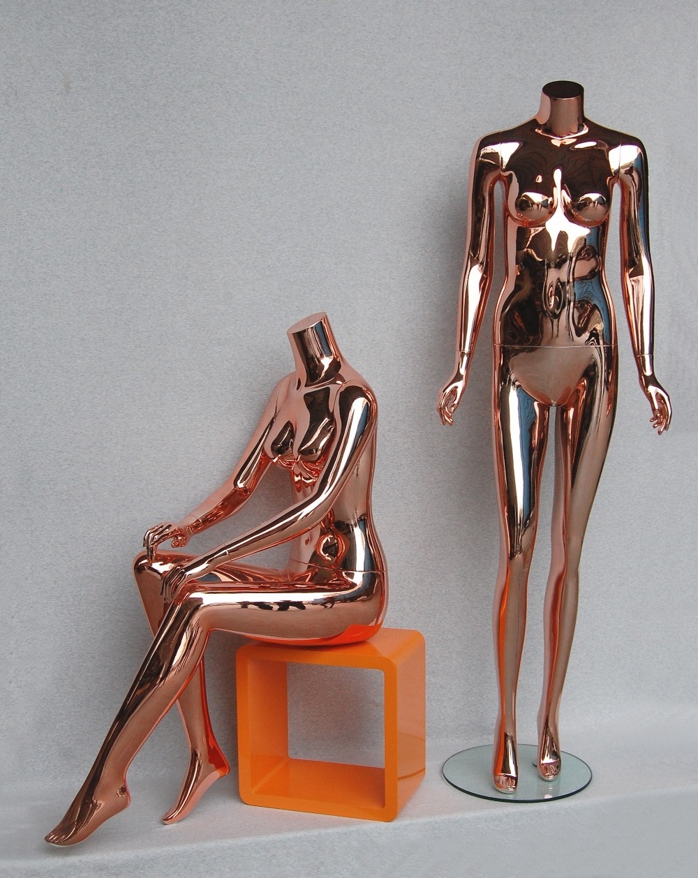 fashion headless no wig gold rose plating sitting female mannequins