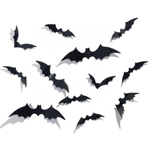 Halloween  Bats Decoration Pvc Scary Black Bat Sticker For Home Decor