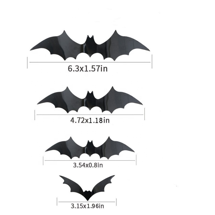 Halloween  Bats Decoration Pvc Scary Black Bat Sticker For Home Decor