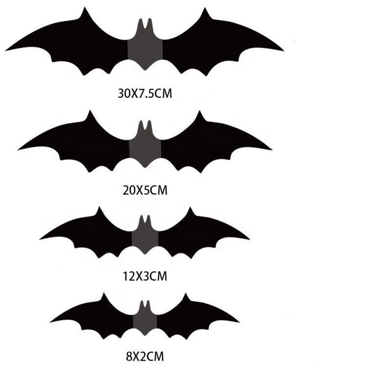 Halloween  Bats Decoration Pvc Scary Black Bat Sticker For Home Decor