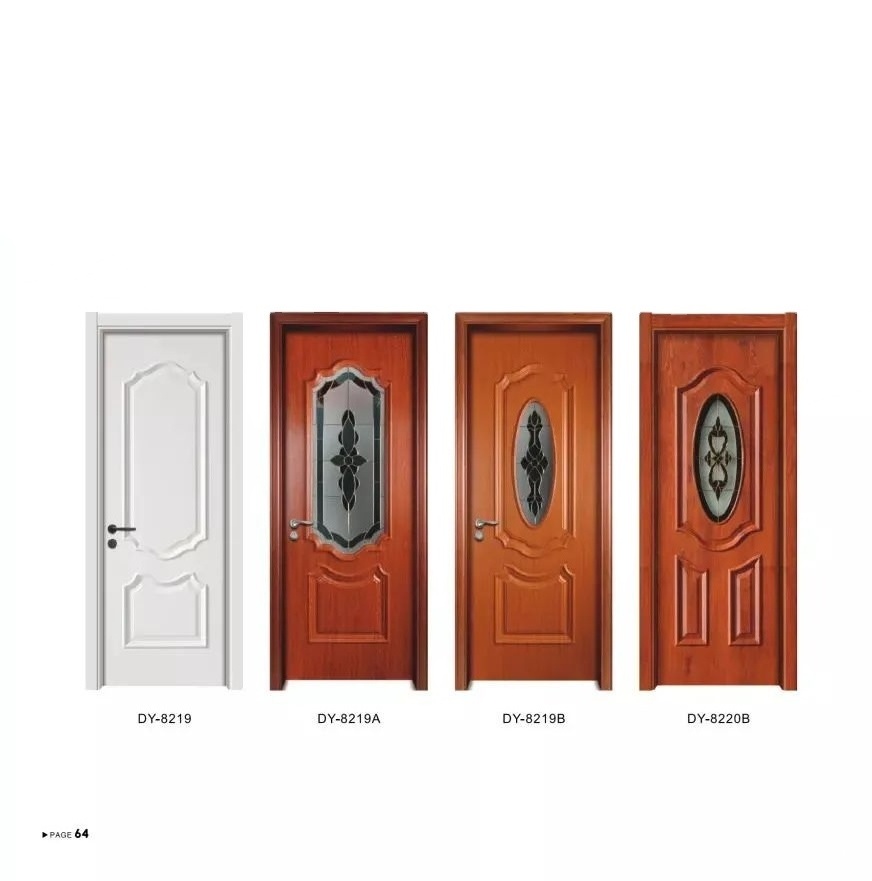 Yongyuchenxi Wholesale Interior Moulded Bathroom Bedroom Waterproof WPC MDF Solid Wood Door 2mm PVC Door Skin for Sale